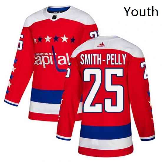 Youth Adidas Washington Capitals 25 Devante Smith Pelly Authentic Red Alternate NHL Jersey